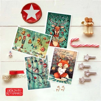 Karácsonyi képeslap szett - Tél kollekció - 4 darabos csomag - Limitált kiadás